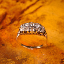 Load image into Gallery viewer, Antique Victorian 18K Gold Diamond Ring Old Cut Two Row Boat-Shaped - c.1890