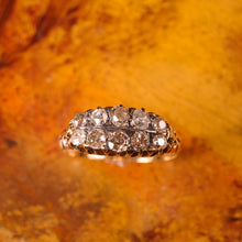 Load image into Gallery viewer, Antique Victorian 18K Gold Diamond Ring Old Cut Two Row Boat-Shaped - c.1890