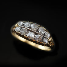 Load image into Gallery viewer, Antique Victorian 18K Gold Diamond Ring Old Cut Two Row Boat-Shaped - c.1890