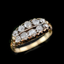 Load image into Gallery viewer, Antique Victorian 18K Gold Diamond Ring Old Cut Two Row Boat-Shaped - c.1890