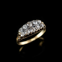 Load image into Gallery viewer, Antique Victorian 18K Gold Diamond Ring Old Cut Two Row Boat-Shaped - c.1890