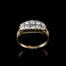 Load image into Gallery viewer, Antique Victorian 18K Gold Diamond Ring Old Cut Two Row Boat-Shaped - c.1890