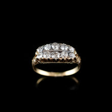 Load image into Gallery viewer, Antique Victorian 18K Gold Diamond Ring Old Cut Two Row Boat-Shaped - c.1890