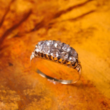 Load image into Gallery viewer, Antique Victorian 18K Gold Diamond Ring Old Cut Two Row Boat-Shaped - c.1890