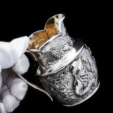Load image into Gallery viewer, Antique Victorian Solid Silver Milk Jug/Pitcher with Figural Tavern Scene - Thomas Smily 1876 - Artisan Antiques