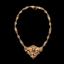 Load image into Gallery viewer, Antique Victorian 18K Gold Garnet Necklace in Baroque Revival Style - c.1840