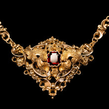 Load image into Gallery viewer, Antique Victorian 18K Gold Garnet Necklace in Baroque Revival Style - c.1840