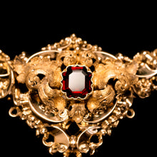 Load image into Gallery viewer, Antique Victorian 18K Gold Garnet Necklace in Baroque Revival Style - c.1840