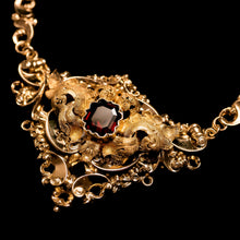 Load image into Gallery viewer, Antique Victorian 18K Gold Garnet Necklace in Baroque Revival Style - c.1840