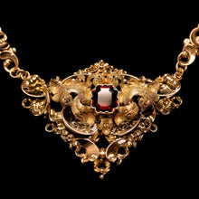 Load image into Gallery viewer, Antique Victorian 18K Gold Garnet Necklace in Baroque Revival Style - c.1840