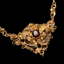 Load image into Gallery viewer, Antique Victorian 18K Gold Garnet Necklace in Baroque Revival Style - c.1840