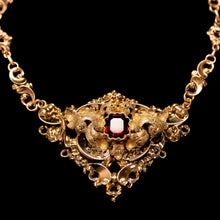 Load image into Gallery viewer, Antique Victorian 18K Gold Garnet Necklace in Baroque Revival Style - c.1840