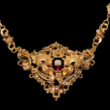 Load image into Gallery viewer, Antique Victorian 18K Gold Garnet Necklace in Baroque Revival Style - c.1840