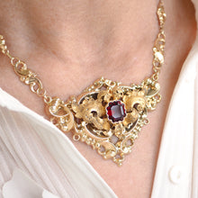 Load image into Gallery viewer, Antique Victorian 18K Gold Garnet Necklace in Baroque Revival Style - c.1840