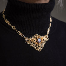 Load image into Gallery viewer, Antique Victorian 18K Gold Garnet Necklace in Baroque Revival Style - c.1840