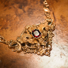 Load image into Gallery viewer, Antique Victorian 18K Gold Garnet Necklace in Baroque Revival Style - c.1840