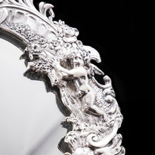 Load image into Gallery viewer, Ornate Solid Silver Hand Mirror with Cherubs and Foliage - German 19th Century - Artisan Antiques