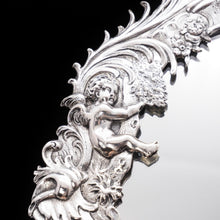 Load image into Gallery viewer, Ornate Solid Silver Hand Mirror with Cherubs and Foliage - German 19th Century - Artisan Antiques