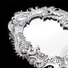 Load image into Gallery viewer, Ornate Solid Silver Hand Mirror with Cherubs and Foliage - German 19th Century - Artisan Antiques