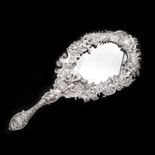 Load image into Gallery viewer, Ornate Solid Silver Hand Mirror with Cherubs and Foliage - German 19th Century - Artisan Antiques