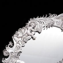 Load image into Gallery viewer, Ornate Solid Silver Hand Mirror with Cherubs and Foliage - German 19th Century - Artisan Antiques