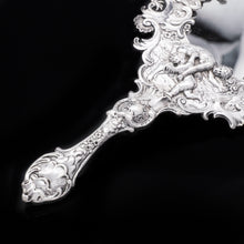 Load image into Gallery viewer, Ornate Solid Silver Hand Mirror with Cherubs and Foliage - German 19th Century - Artisan Antiques