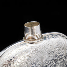 Load image into Gallery viewer, A Spectacular Solid Silver Hip Flask With Ornate Engraved Design - Edward Smith 1845 - Artisan Antiques