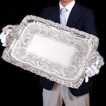 Load image into Gallery viewer, Magnificent Antique Solid Silver Georgian Tray / Salver (70cm) with Chased Border - William Marshall, 1828