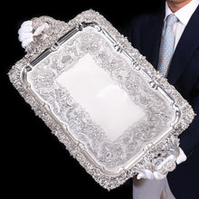 Load image into Gallery viewer, Magnificent Antique Solid Silver Georgian Tray / Salver (70cm) with Chased Border - William Marshall, 1828
