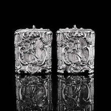 Load image into Gallery viewer, Antique Georgian Solid Sterling Silver Tea Caddy/Canister Pair with Chinoiserie Design - Thomas Heming 1752 - Artisan Antiques