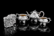 Load image into Gallery viewer, Antique Georgian Solid Sterling Silver Tea Caddy/Canister Pair with Chinoiserie Design - Thomas Heming 1752 - Artisan Antiques