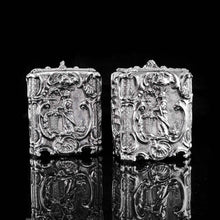 Load image into Gallery viewer, Antique Georgian Solid Sterling Silver Tea Caddy/Canister Pair with Chinoiserie Design - Thomas Heming 1752 - Artisan Antiques