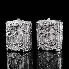 Load image into Gallery viewer, Antique Georgian Solid Sterling Silver Tea Caddy/Canister Pair with Chinoiserie Design - Thomas Heming 1752 - Artisan Antiques