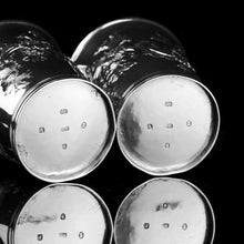 Load image into Gallery viewer, Antique Georgian Solid Silver Pair of Beakers/Cups with Floral Chasing - John Robins 1796