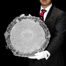 Load image into Gallery viewer, A Large Antique Solid Silver Georgian Salver/Tray (47cm, 3kg+) with Marvellous Cast Decorations - London 1808