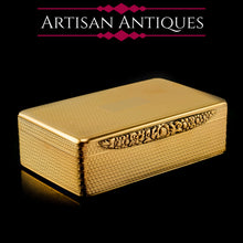 Load image into Gallery viewer, Antique Georgian Solid Silver Gilt Snuff Box, Engine Turned - Thomas Edwards 1829