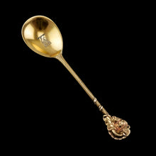 Load image into Gallery viewer, Antique Victorian Solid Silver Gilt Set of 6 Spoons in Naturalistic Leaf Design - Francis Higgins 1875