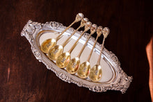 Load image into Gallery viewer, Antique Victorian Solid Silver Gilt Set of 6 Spoons in Naturalistic Leaf Design - Francis Higgins 1875