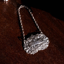 Load image into Gallery viewer, Antique Solid Silver Wine/Whisky Decanter Label with Bacchus & Vine Motifs - Taylor & Perry 1840