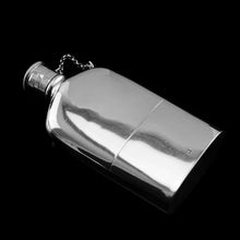 Load image into Gallery viewer, A Rare Victorian Solid Silver Hip Flask with Cup & Chain - Alfred Taylor 1862