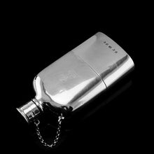 Load image into Gallery viewer, A Rare Victorian Solid Silver Hip Flask with Cup & Chain - Alfred Taylor 1862