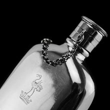 Load image into Gallery viewer, A Rare Victorian Solid Silver Hip Flask with Cup & Chain - Alfred Taylor 1862