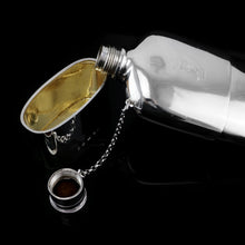 Load image into Gallery viewer, A Rare Victorian Solid Silver Hip Flask with Cup & Chain - Alfred Taylor 1862