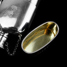 Load image into Gallery viewer, A Rare Victorian Solid Silver Hip Flask with Cup & Chain - Alfred Taylor 1862
