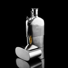Load image into Gallery viewer, A Rare Victorian Solid Silver Hip Flask with Cup & Chain - Alfred Taylor 1862