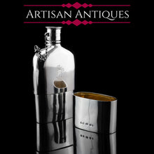 Load image into Gallery viewer, A Rare Victorian Solid Silver Hip Flask with Cup & Chain - Alfred Taylor 1862