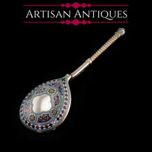 Load image into Gallery viewer, A Large Imperial Russian Solid Silver Enamel Champleve Spoon - Ivan Khlebnikov
