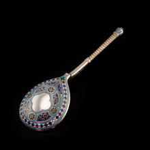 Load image into Gallery viewer, A Large Imperial Russian Solid Silver Enamel Champleve Spoon - Ivan Khlebnikov