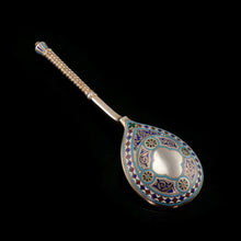 Load image into Gallery viewer, A Large Imperial Russian Solid Silver Enamel Champleve Spoon - Ivan Khlebnikov