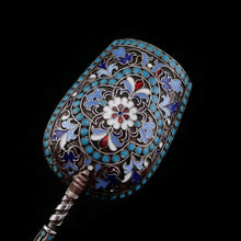 Load image into Gallery viewer, Antique Imperial Russian Solid Silver Enamel Cloisonne Caddy Spoon - Gustav Klingert 1891